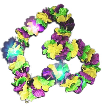 Endless Games Hawaiian Mardi Gras Flower Lei Flashing Necklace, Tri Color EN2798938